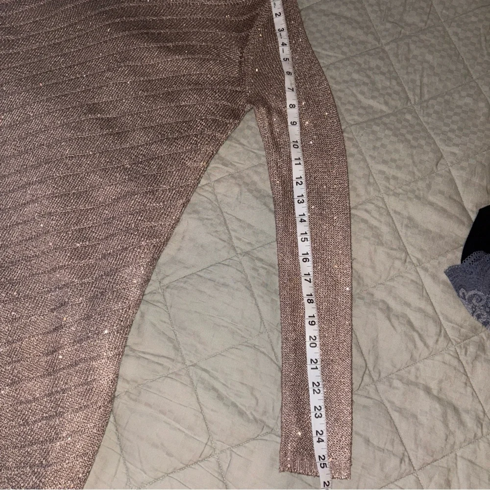 Apt 9 Sweater Gold Taupe XS Sparkly Thru out✨Long Sleeve Tunic Top Holiday Nice - Picture 10 of 13